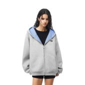 情侣开衫 FDR官方店 R字格纹空气层连帽卫衣外套男女春季 miu系上衣