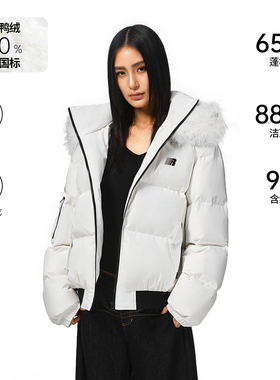 FDR官方店 撞色毛领工装派克服厚外套男款2025新款羽绒服冬季女款