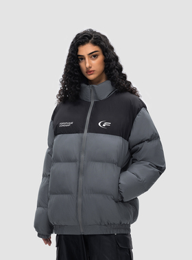 FDR 国潮美式字母拼色立领棉衣棉服男女秋冬季加厚情侣面包服外套