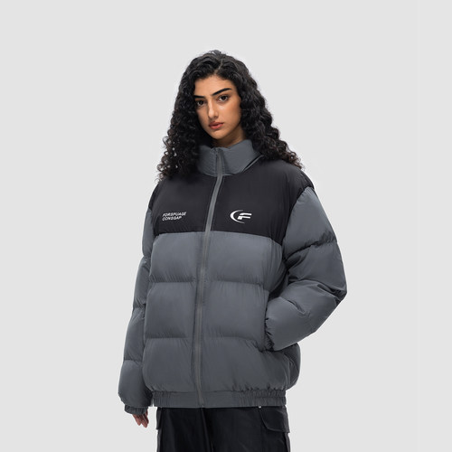 FDR国潮字母标语拼色棉衣棉服