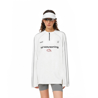 FDR官方店半拉链织带印花长袖