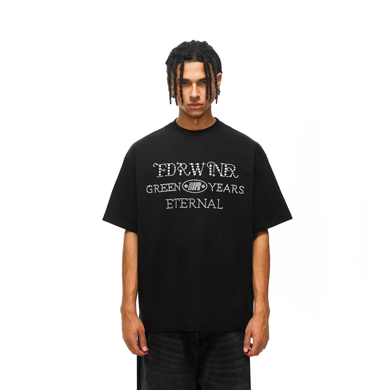 FDR官方店美式珍珠烫钻短袖T恤