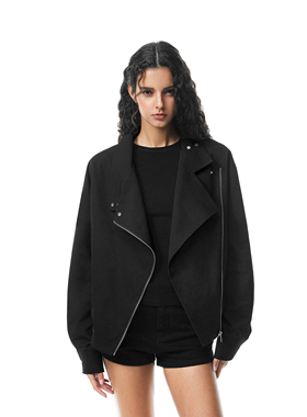 FDR斜拉链短款翻领夹克外套男秋季潮牌情侣宽松休闲独特上衣女款