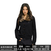 FDR 会员五折内购 可拆卸豹纹毛领卫衣拼接针织短外套