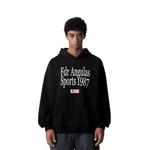 FDR字母图案印花连帽卫衣