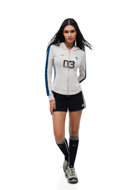 FDR官方店 复古运动修身拉链卫衣女春秋连帽撞色织带开衫上衣外套