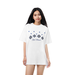 潮牌情侣装 t恤男女夏季 上衣 珍珠肌理刺绣圆领宽松短袖 FDR官方店