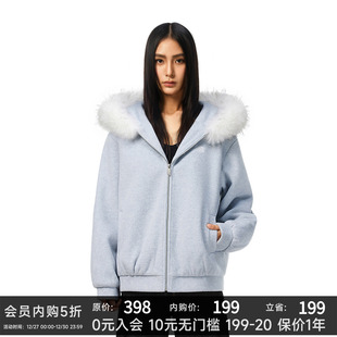 呢料连帽毛领卫衣外套 FDR官方店 会员5折内购