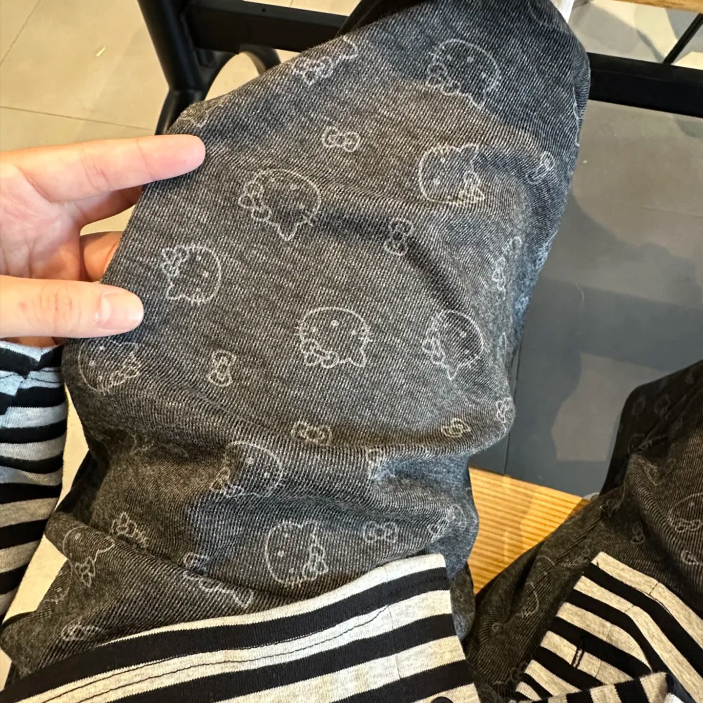 秋冬季加绒女大童深灰KT猫糯米裤初中高中生宽松休闲裤加厚阔腿裤