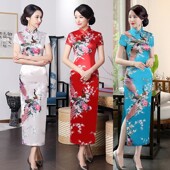 走秀气质优雅女 少女2022年复古中国风长款 旗袍连衣裙改良版 年轻款