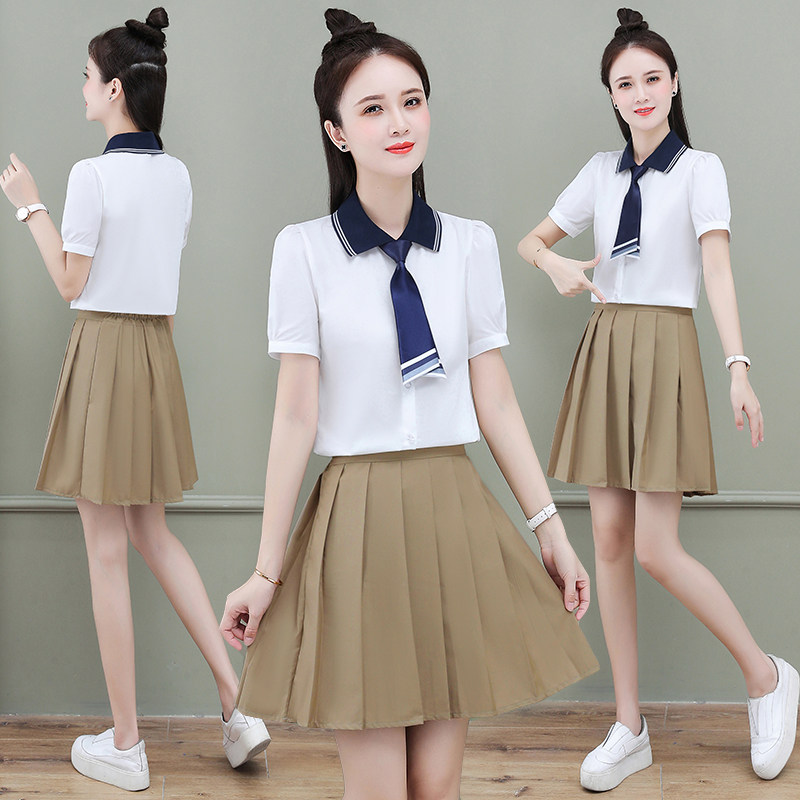 幼儿园老师园服幼师工作服女早教夏季短袖polo衫两件套装工衣定制