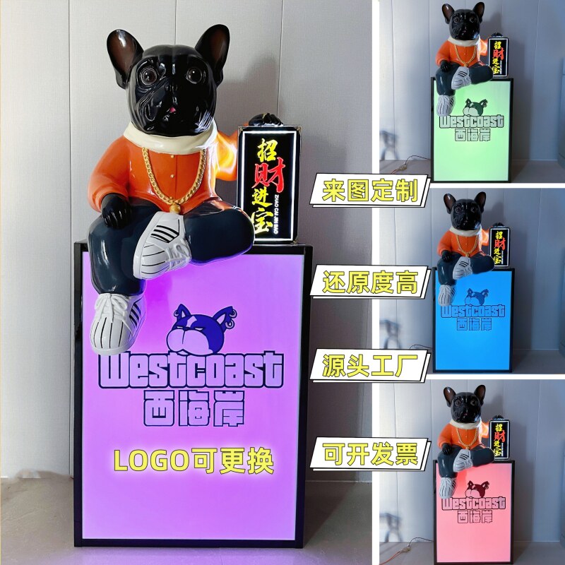 卡通玻璃钢雕塑定制招财法斗商场店门口装饰打卡吉祥物落地大摆件