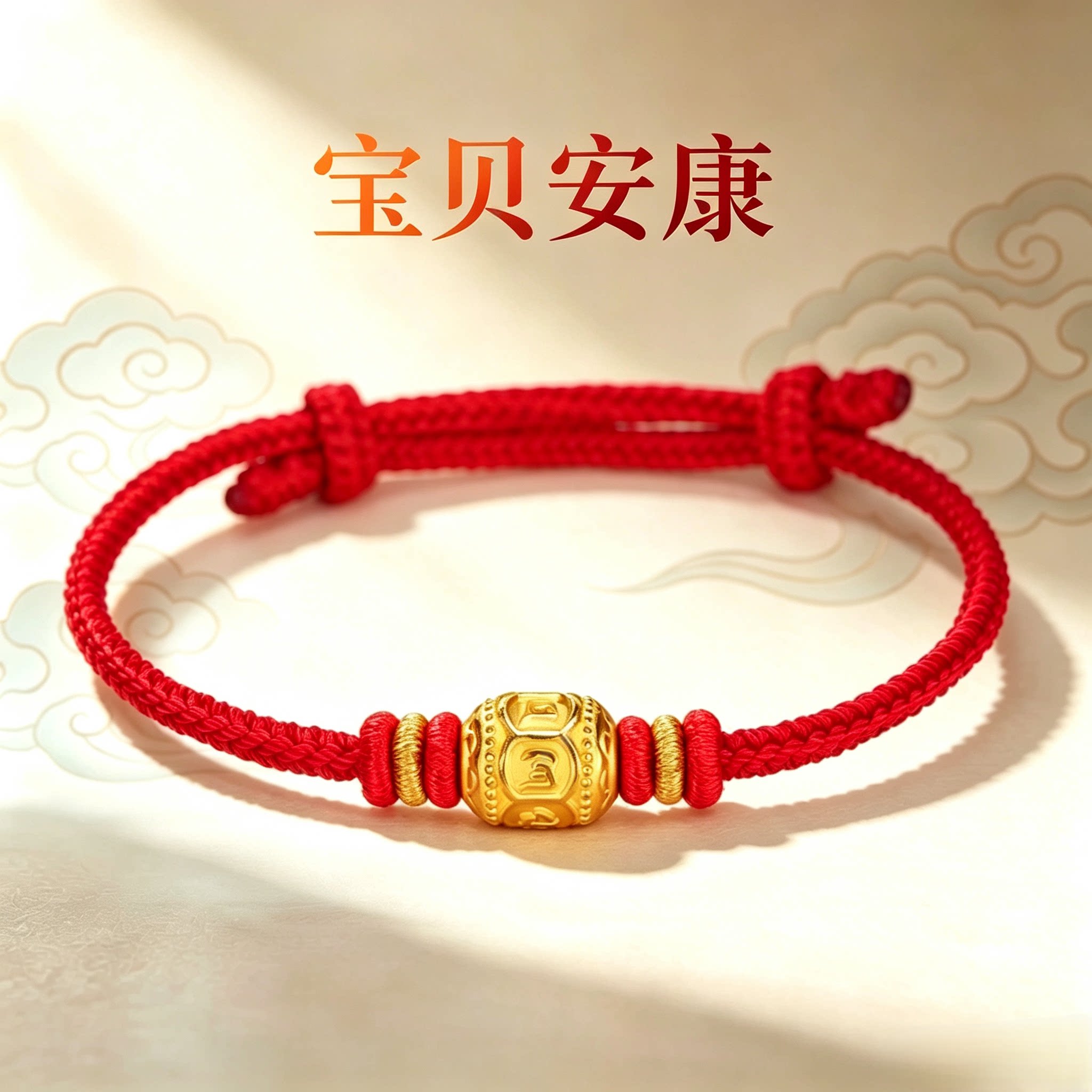 黄金转运珠儿童婴儿宝宝红绳手链
