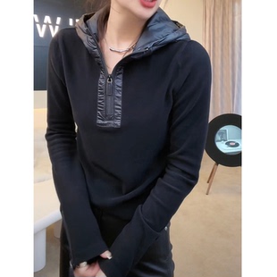 百搭卫衣内搭显瘦 上衣女秋冬新款 德绒时尚 洋气连帽拉链套头长袖