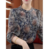 圆领碎花衬衫 宽松显瘦小衫 女2026夏季 洋气七分袖 妈妈上衣 新款 时尚
