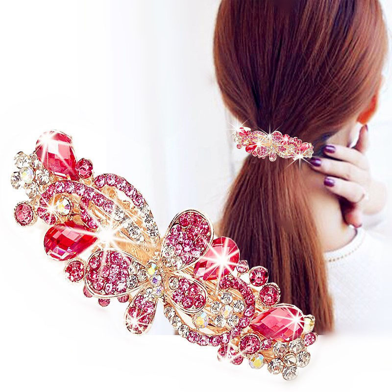 发夹头饰大号发饰发卡女士成人马尾夹水钻弹簧夹日韩横夹头发夹子