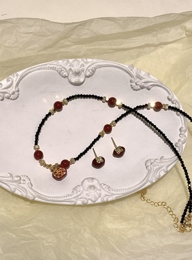 滴釉红色柿柿如意耳钉女秋冬轻奢高级感耳环小众耳饰2025新款爆款