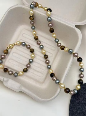 天然虎眼石串珠手链项链叠戴女轻奢高级感美拉德百搭糖果珍珠毛衣