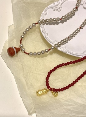 【浆果葫芦】文艺小清新珍珠串珠项链百搭小众国风锁骨链