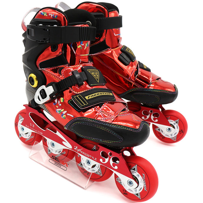 正品freestyle费斯yjs成人直排轮男女花式鞋大学生轮滑鞋平花鞋