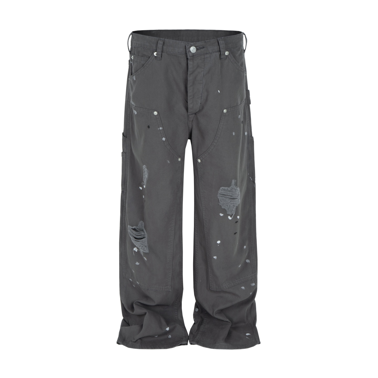 RO风格Cargo泼墨做旧vintage工装伐木裤法工裤直筒宽松廓形长裤男