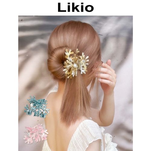 Likio 原创设计 艺术家系列海梦珊瑚珍宝发抓 抓夹发卡鲨鱼夹发饰