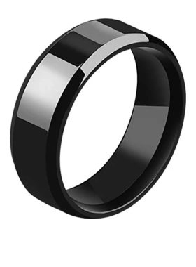 现货秒发爆款钛钢配饰8mm斜边亮面戒指光面不锈钢镜面抛光指环饰