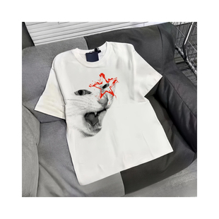 新款潮流摇滚猫趣味印花浪漫朋克punk厌世纯棉短袖T恤Y2K穿搭灵感