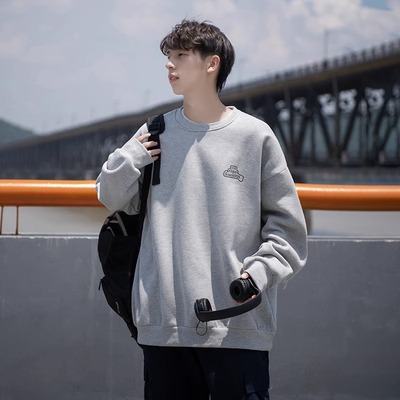 纯棉圆领卫衣男款CityBoy潮牌上衣秋冬季加绒加厚宽松简约套头衫