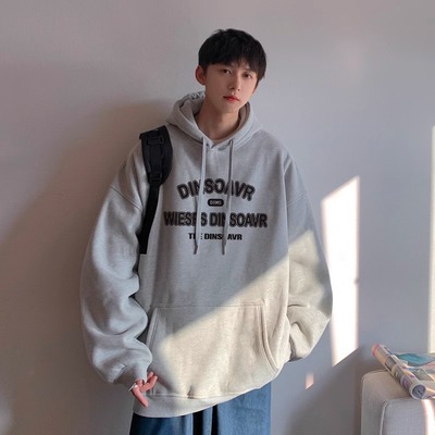 重磅纯棉连帽卫衣男春秋款潮牌宽松大码秋冬加绒加厚oversize外套