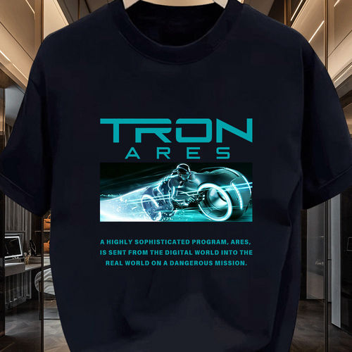 美式电影创战神Tron: Ares印花短袖T恤男女纯棉宽松潮流ins亲子装