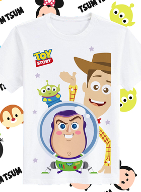 玩具总动员Toy Story 胡迪巴斯光年儿童短袖t恤衫衣服可爱亲子装