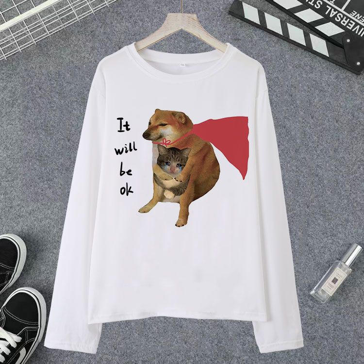 谢谢你cheems长袖男t恤女恶搞柴犬狗子学生搞笑衣服包表情情侣装