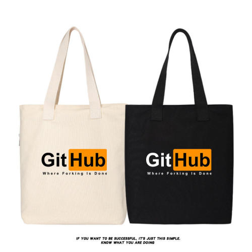 秀洛程序员geek极客恶搞github章鱼猫周边帆布背包简约手提袋