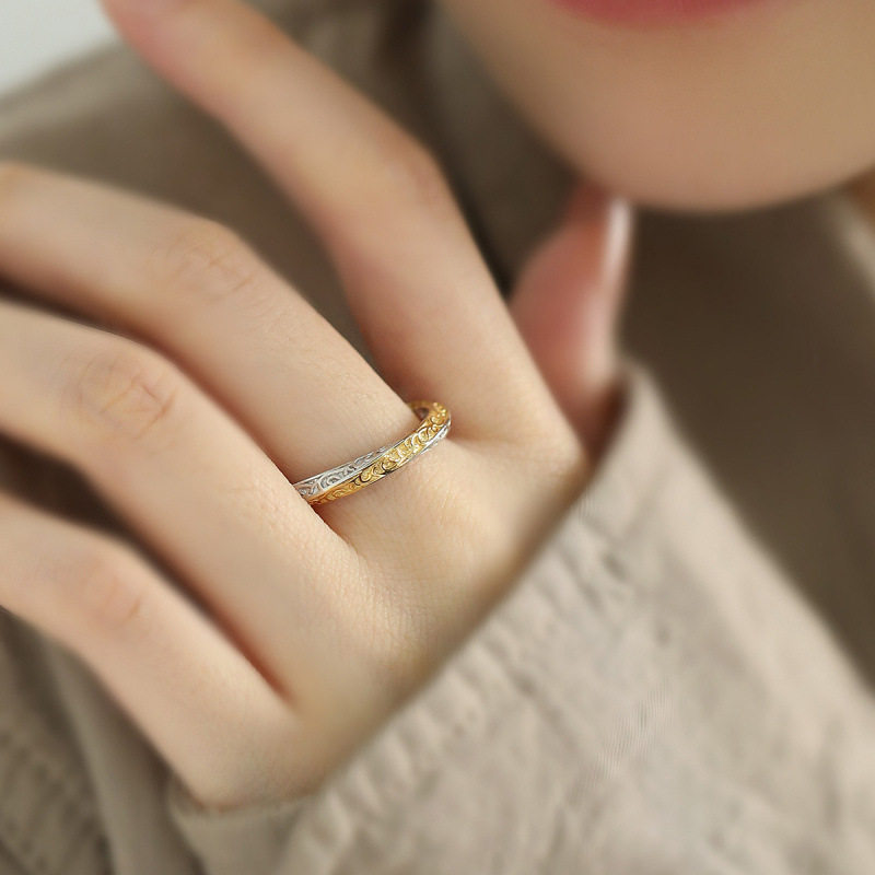 925银宫廷风莫比乌斯描金戒指女