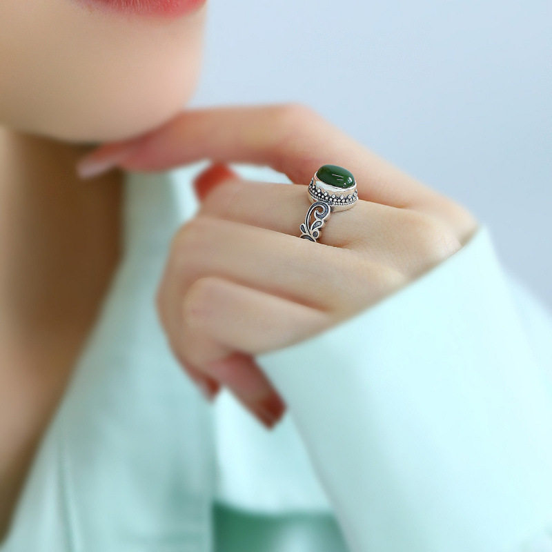 925银宫廷风卷草纹碧玉戒指中国民族复古小众气质可调节高级指环,饰品/流行首饰/时尚饰品新,戒指/指环,淘宝优惠券,粉丝福利购,淘宝优惠卷