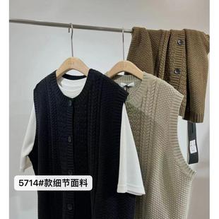春胖mm慵懒风圆领单排扣针织马甲开 测试商品不要拍小王家5714韩版