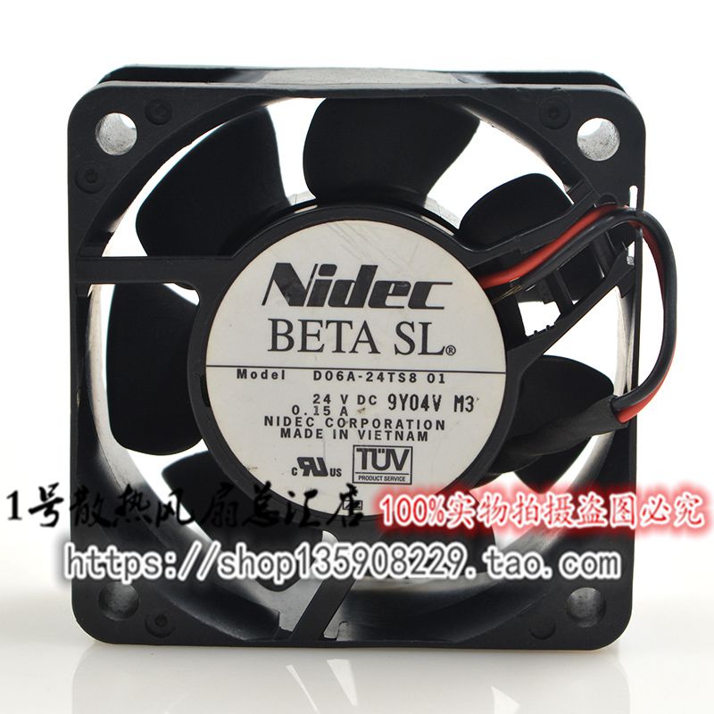 nidec D06A-24TS8 01 24V 0.15A 6025 双滚珠 2线 超静音散热风扇