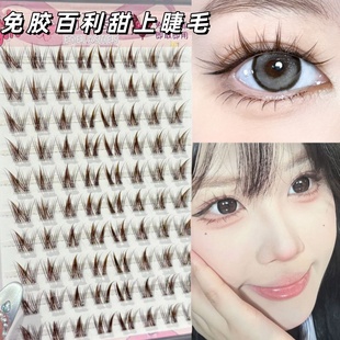 免胶百利甜假睫毛摩卡棕嫁接漫画分段单簇自然仿真上镜眼睫毛