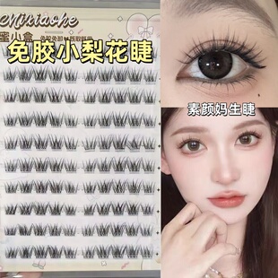 蜜小盒清透小梨花免胶短款假睫毛自然婴儿弯仿真单簇里斯本假睫毛