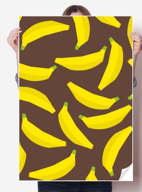 黄色香蕉水果插画纹样海报贴纸80x55cm墙贴纸卧室家居装饰