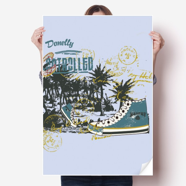 帆布鞋插画墙贴纸卧室海报