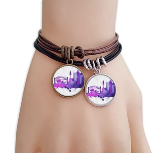 澳大利亚悉尼歌剧院水彩黑棕手链对饰品情侣礼物礼品自带仙气