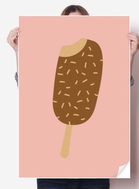 脆皮巧克力甜味冰淇淋图案海报贴纸80x55cm墙贴纸卧室家居装饰