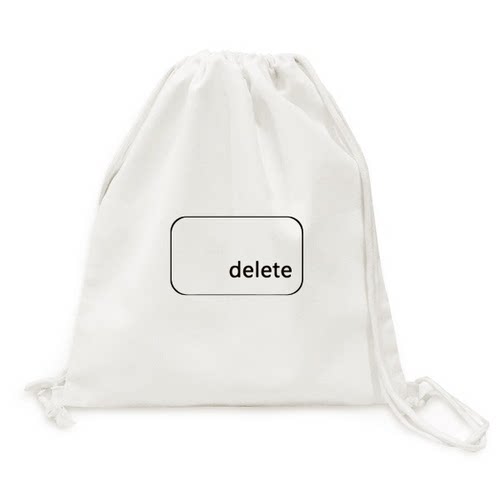 键盘符号delete删除键帆布背包购物旅行双肩拉带抽绳书包礼物