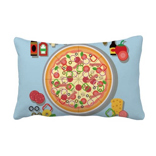 意大利番茄披萨图抱枕靠枕腰枕沙发靠垫双面含芯礼物安全午睡
