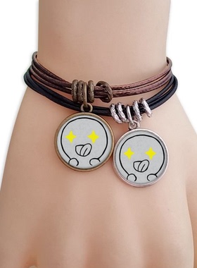 眼睛放金光黑色聊天表情黑棕手链对饰品情侣礼物礼品自带仙气