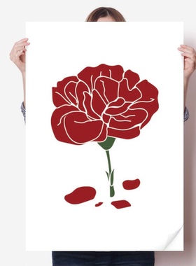 红色康乃馨母亲节花卉海报贴纸80x55cm墙贴纸卧室家居装饰