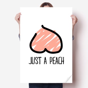 只是个桃子趣味手绘潮牌海报贴纸80x55cm墙贴纸卧室家居装饰