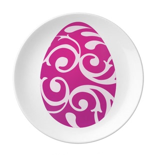 复活节快乐节日紫蛋设计陶瓷餐菜盘子8寸月光盘餐具家居创意餐厅